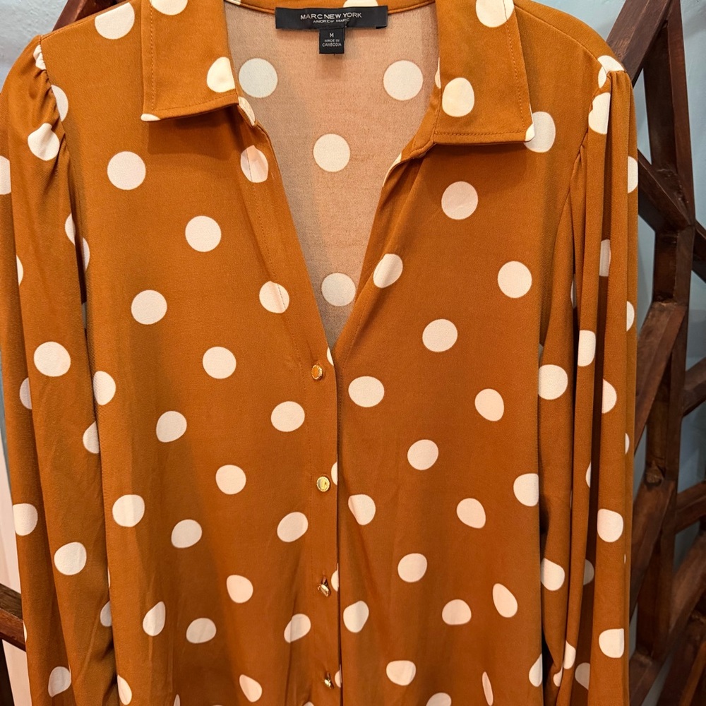 Polka Dot Button-Up Blouse | M - Picture 3 of 3